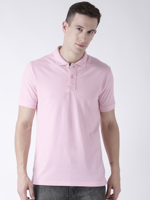 

Club York Men Pink Solid Polo Collar Cotton T-shirt