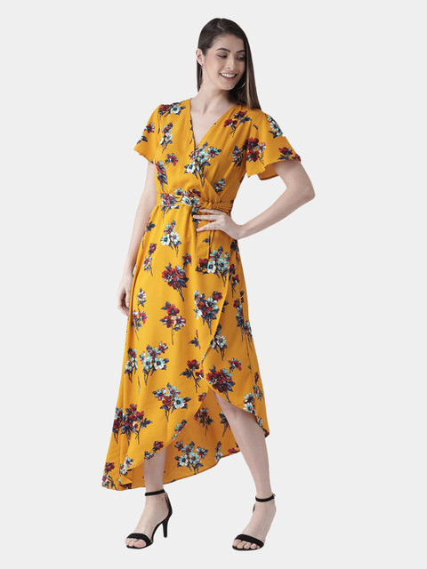 

The Vanca Yellow & Brown Floral Maxi Dress