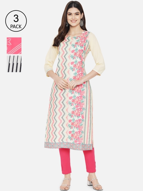 

Ethnic basket Women Pack of 4 Printed Crepe Kurta, Multi