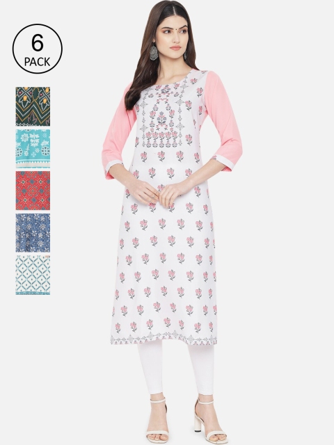 

Ethnic basket Women Multicoloured Pack Of 6 Printed Kurta, Multi