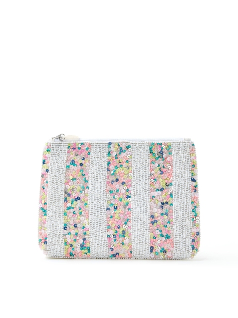 

Accessorize Women White & Pink Textured Sequin Embellished Envelope