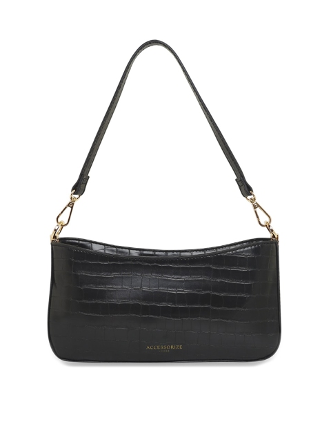

Accessorize Black Animal Textured Structured Shoulder Bag