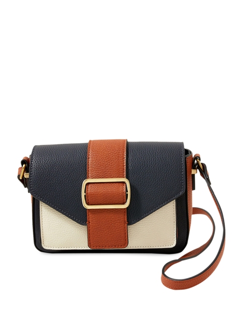 

Accessorize Navy Blue Colourblocked PU Structured Sling Bag