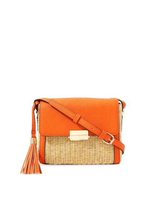 

Accessorize Orange PU Structured Sling Bag with Tasselled