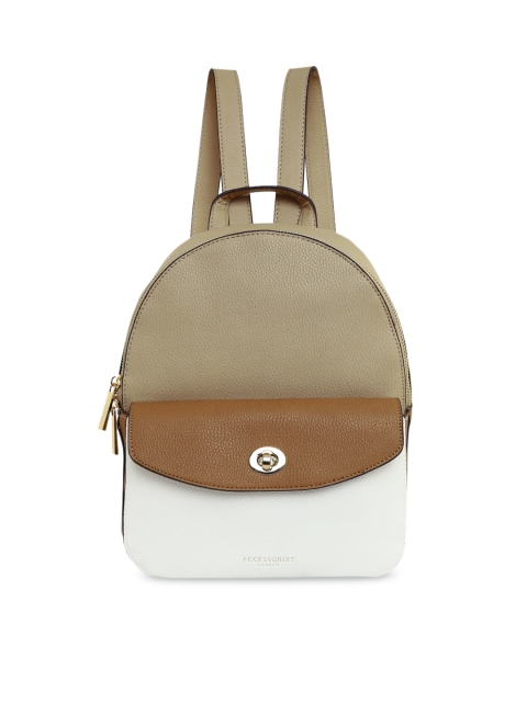 

Accessorize Women Beige & White Colourblocked Backpack
