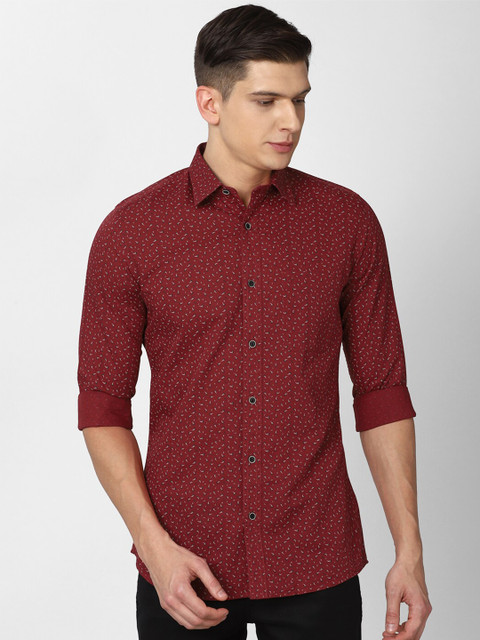 

Van Heusen Sport Men Maroon Slim Fit Printed Cotton Linen Casual Shirt