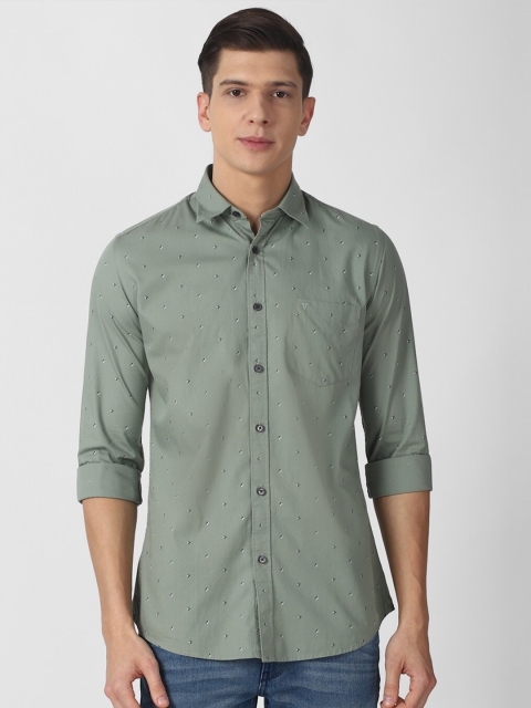 

Van Heusen Sport Men Sage Green Slim Fit Printed Casual Cotton Shirt