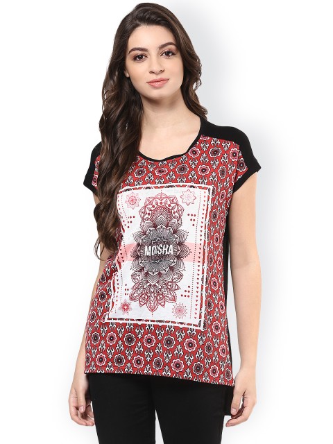

Ajile by Pantaloons Women Red Printed Round Neck T-shirt