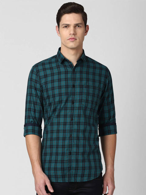 

Van Heusen Sport Men Green Tartan Checks Checked Slim Fit Cotton Casual Shirt