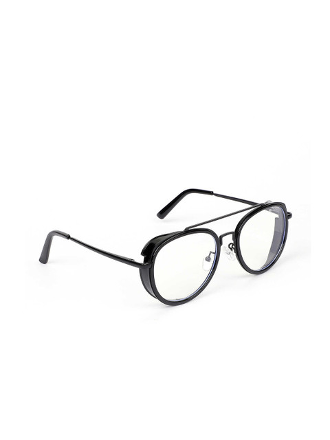 

Bellofox Unisex Clear Lens & Black Aviator Sunglasses, Transparent