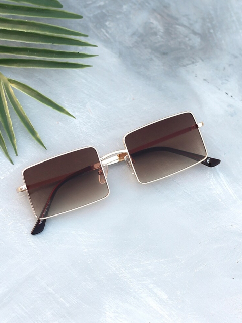 

Bellofox Unisex Brown Lens & Gold-Toned Rectangle Sunglasses BS-BS1566
