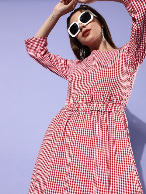 

The Vanca Women Gorgeous Red Checked Summer Gingham Dress