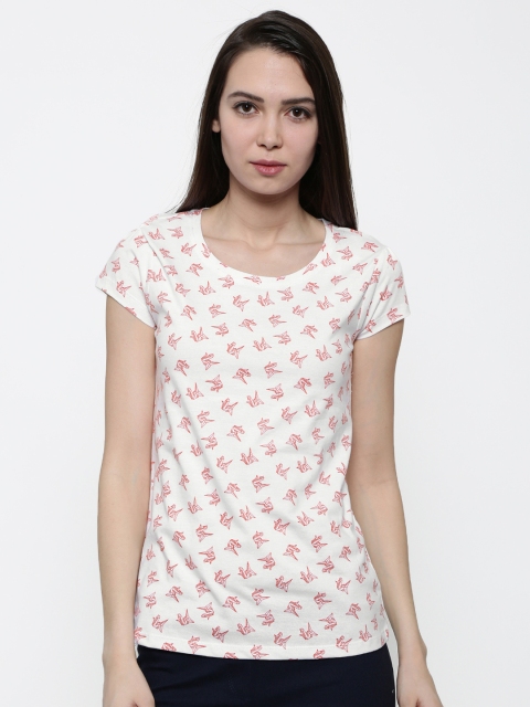 

Honey by Pantaloons Women White Printed Round Neck T-shirt