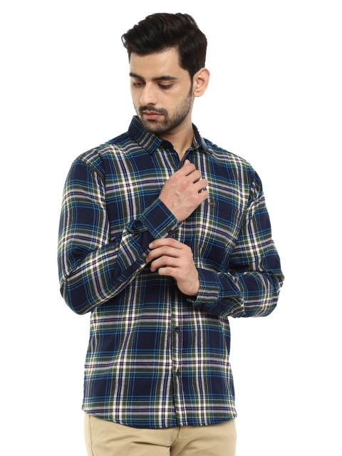 

V-Mart Men Navy Blue Standard Tartan Checks Checked Casual Shirt