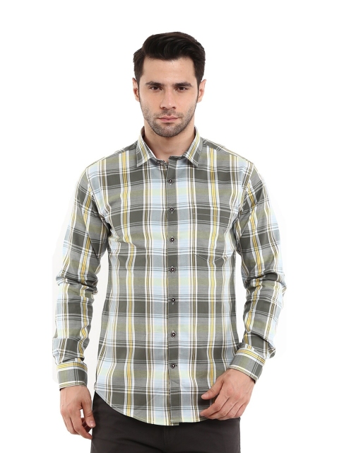 

V-Mart Men Grey Standard Tartan Checks Checked Casual Shirt
