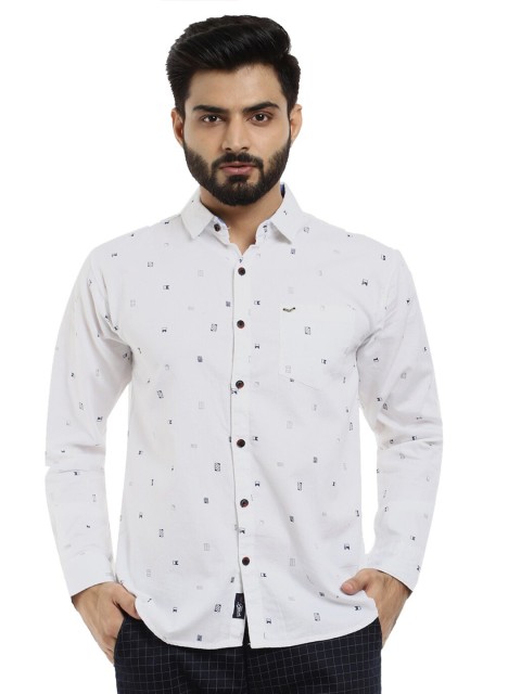 

V-Mart Men White Standard Slim Fit Printed Casual Shirt