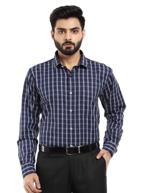 

V-Mart Men Turquoise Blue Standard Checked Formal Shirt