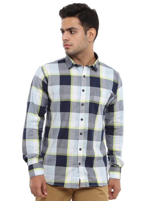 

V-Mart Men Navy Blue Standard Buffalo Checks Checked Casual Shirt