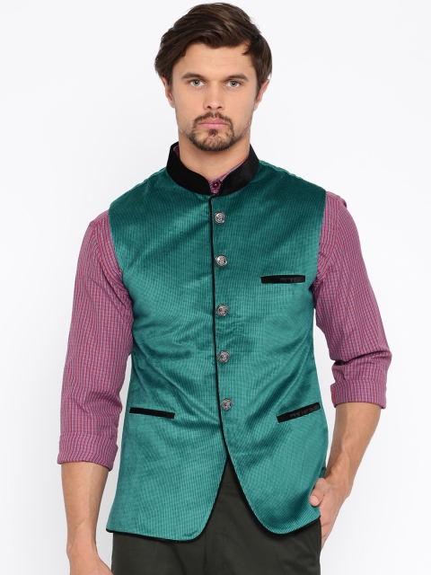 

TOZZI Teal Blue Nehru Jacket