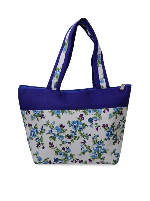 

LELYS Blue Floral Printed Oversized Structured Tote Bag