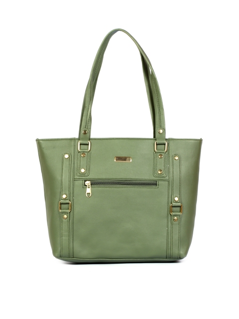 

LELYS Green Leather Oversized Structured Shoulder Bag