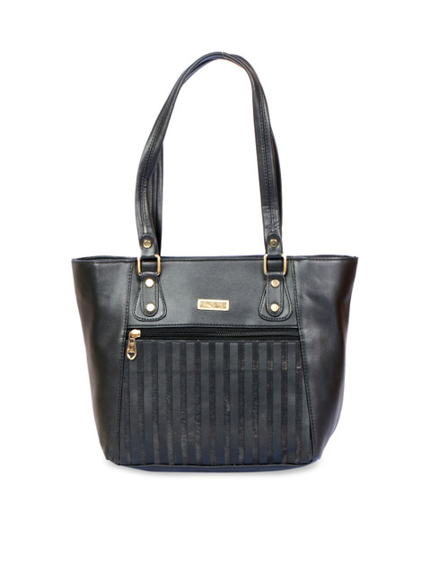 

LELYS Black Textured PU Structured Shoulder Bag with Quilted