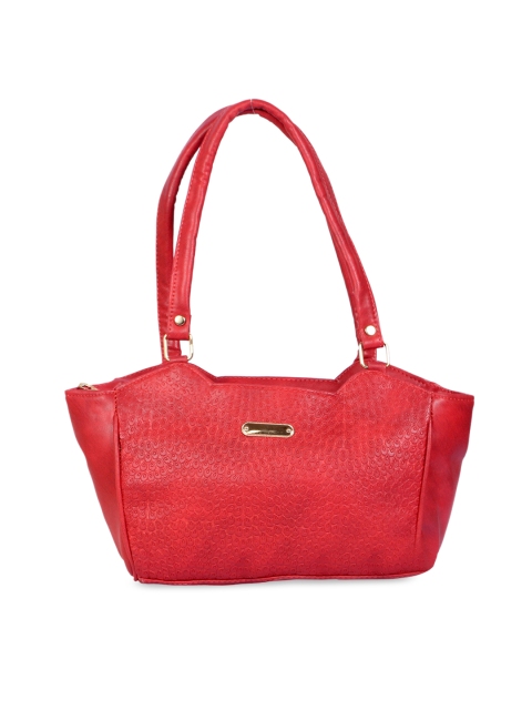 

LELYS Pink Textured Leather Structured Shoulder Bag with Quilted