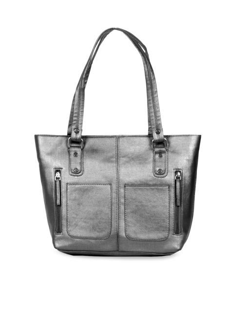 

LELYS Silver-Toned Leather Structured Shoulder Bag