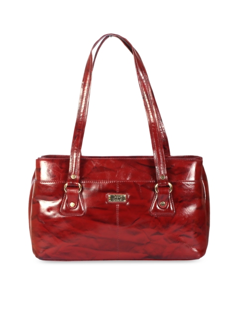 

LELYS Maroon Leather Structured Shoulder Bag with Quilted