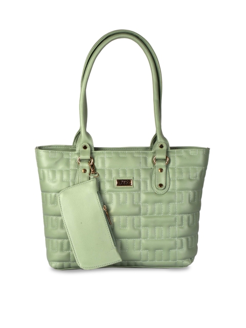 

LELYS Green Leather Shopper Shoulder Bag with Quilted