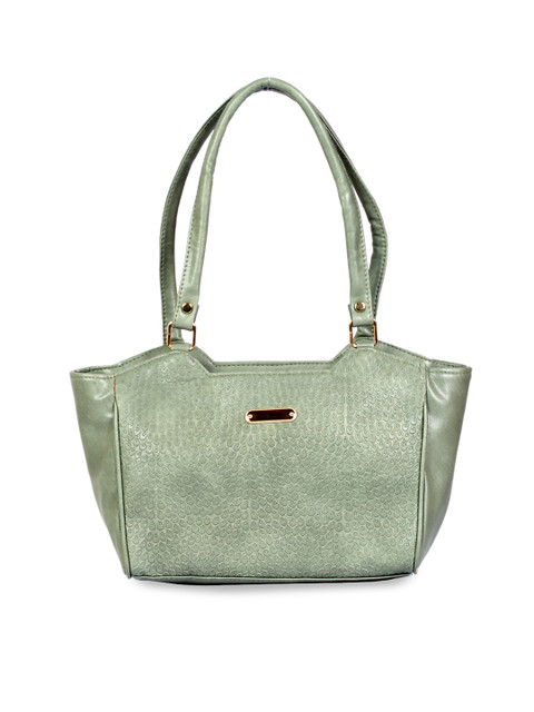 

LELYS Green Textured Leather Structured Shoulder Bag