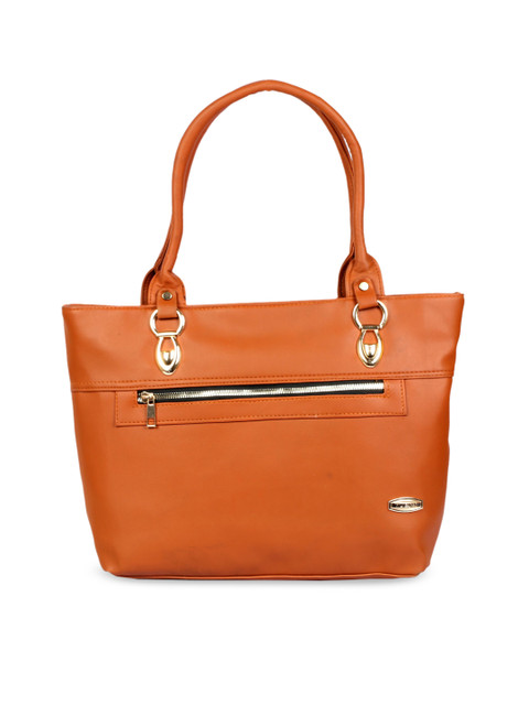

LELYS Brown Leather Structured Shoulder Bag