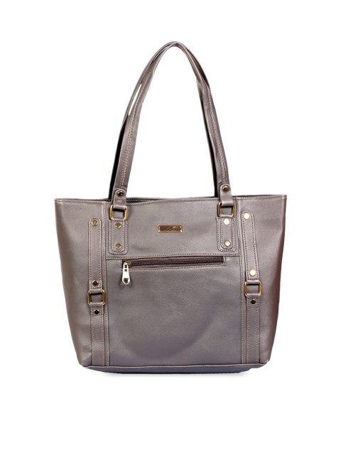 

LELYS Grey Leather Oversized Structured Shoulder Bag