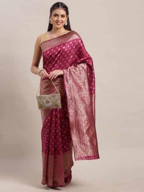 

VAIRAGEE Purple Woven Design Banarasi Saree, Magenta