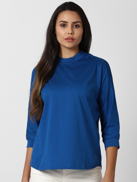 

Van Heusen Woman Blue Pure Cotton Solid Top