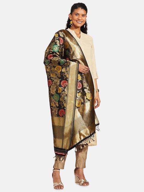 

IVOC Black & Yellow Woven Design Dupatta