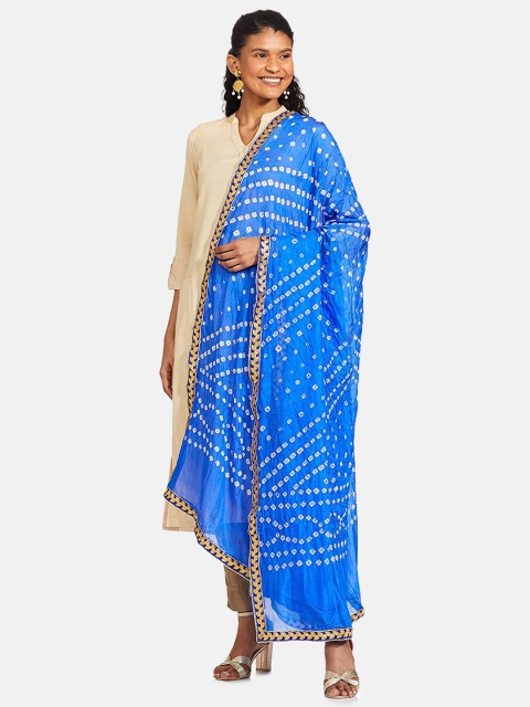 

IVOC Women Blue & White Bandhani Dupatta