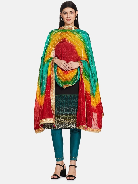 

IVOC Red & Green Bandhani Printed Dupatta