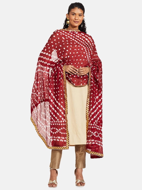 

IVOC Women Maroon Bandhani Printed Dupatta