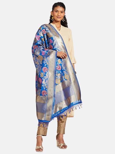 

IVOC Women Blue Woven Design Dupatta