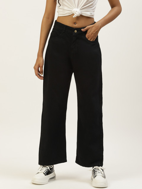 

BROOWL Women Black Loose Jeans