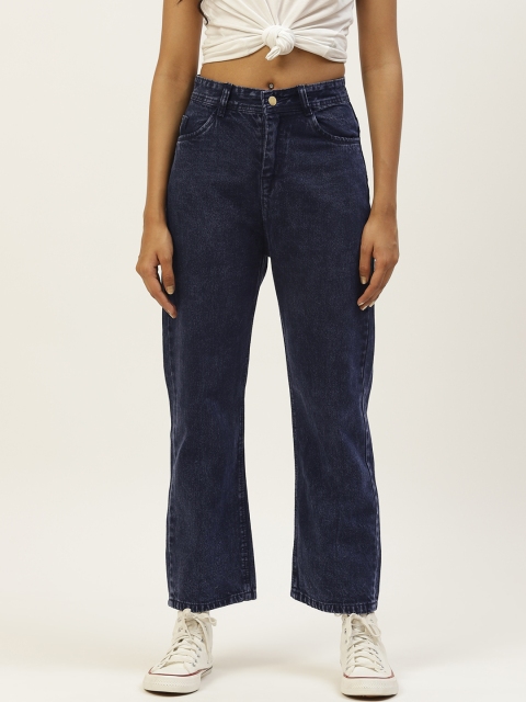 

BROOWL Women Navy Blue Loose Jeans