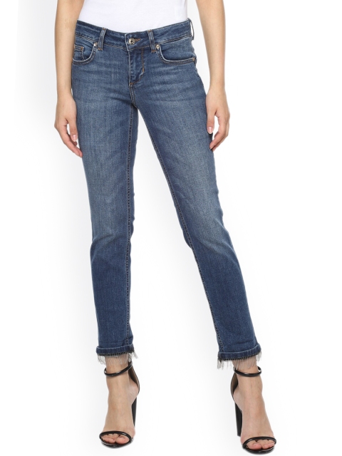 

LIU JO Women Blue Low Distress Light Fade Cotton Jeans