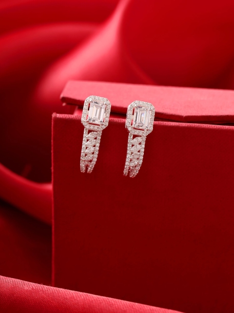 

Hiara Jewels Silver-Toned Contemporary Hoop Earrings