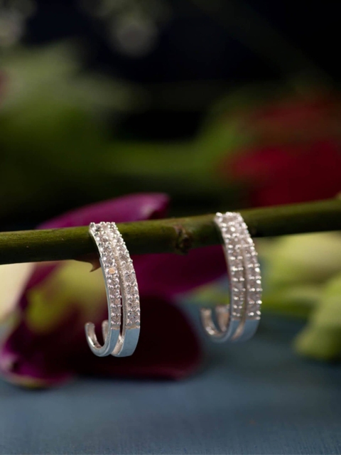 

Hiara Jewels Silver-Toned Contemporary Hoop Earrings