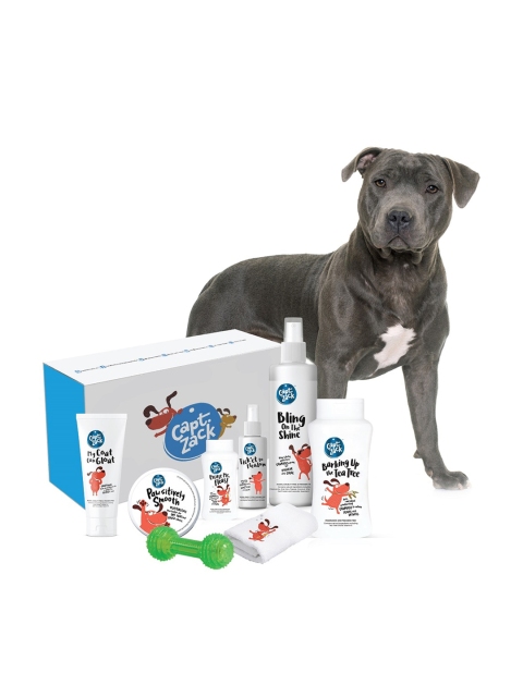 

Captain Zack- The Pitbull Groom Box - Ultimate 8-in-1, Head-to-Paw Groom-Kit for Your Dog, White