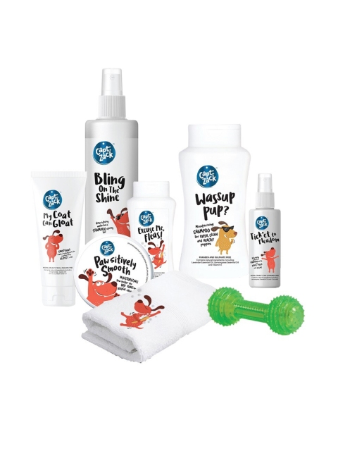 

Captain Zack The Pug Groom Box Ultimate 8-in-1 Head-to-Paw Groom-Kit, White