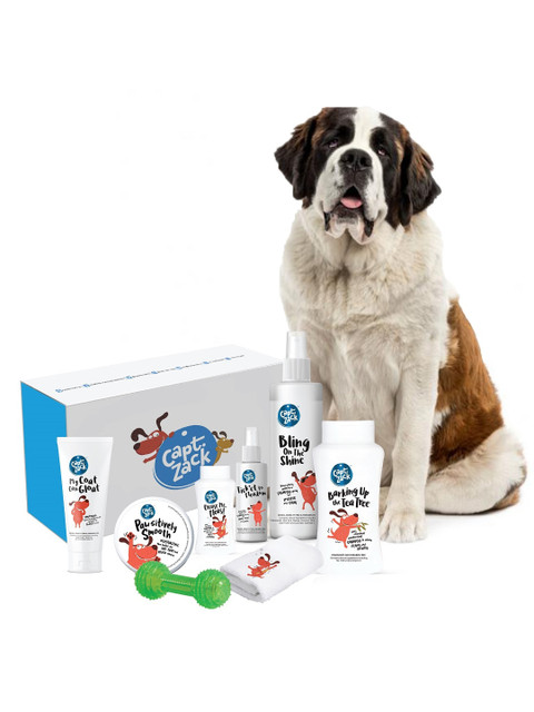 

Captain Zack Dog The St Bernard Groom Box Ultimate 8-in-1 Head-to-Paw Groom-Kit, White