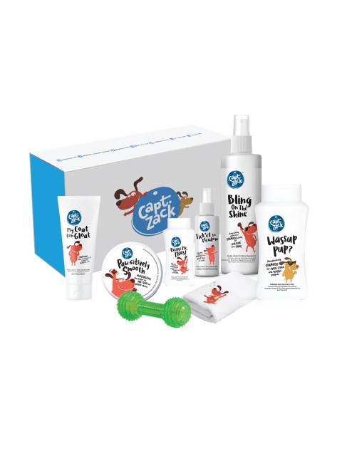 

Captain Zack- The Tibetan Mastiff Groom Box Ultimate 8-in-1 Head-to-Paw Groom-Kit, White