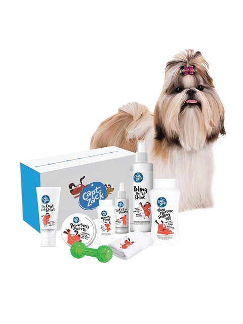 

Captain Zack The Shihtzu Groom Box Ultimate 8-in-1 Head-to-Paw Groom-Kit, White